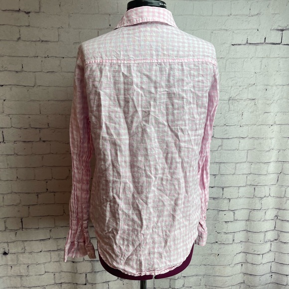 Lily Pulitzer size small linen pink gingham button down shirt - Picture 3 of 6